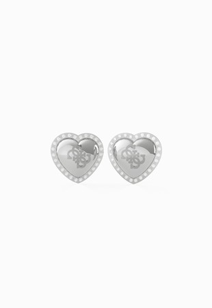 Guess That's Amore Silver Large Heart Stud Earrings